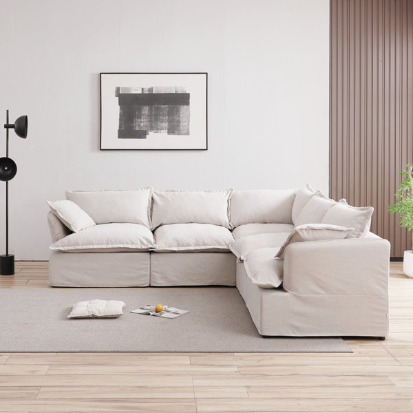 Ebern Designs 115'' Down Feather Fluffy Modular Sofa Chaise, Modular ...